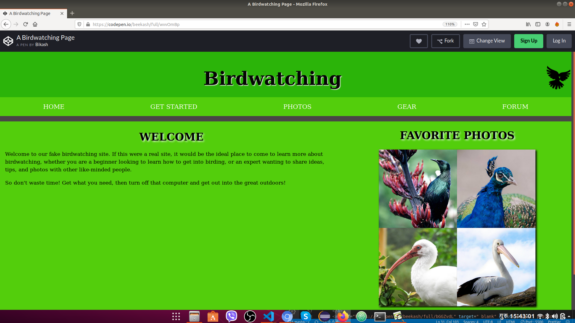 Birdwatching Page Screenshot