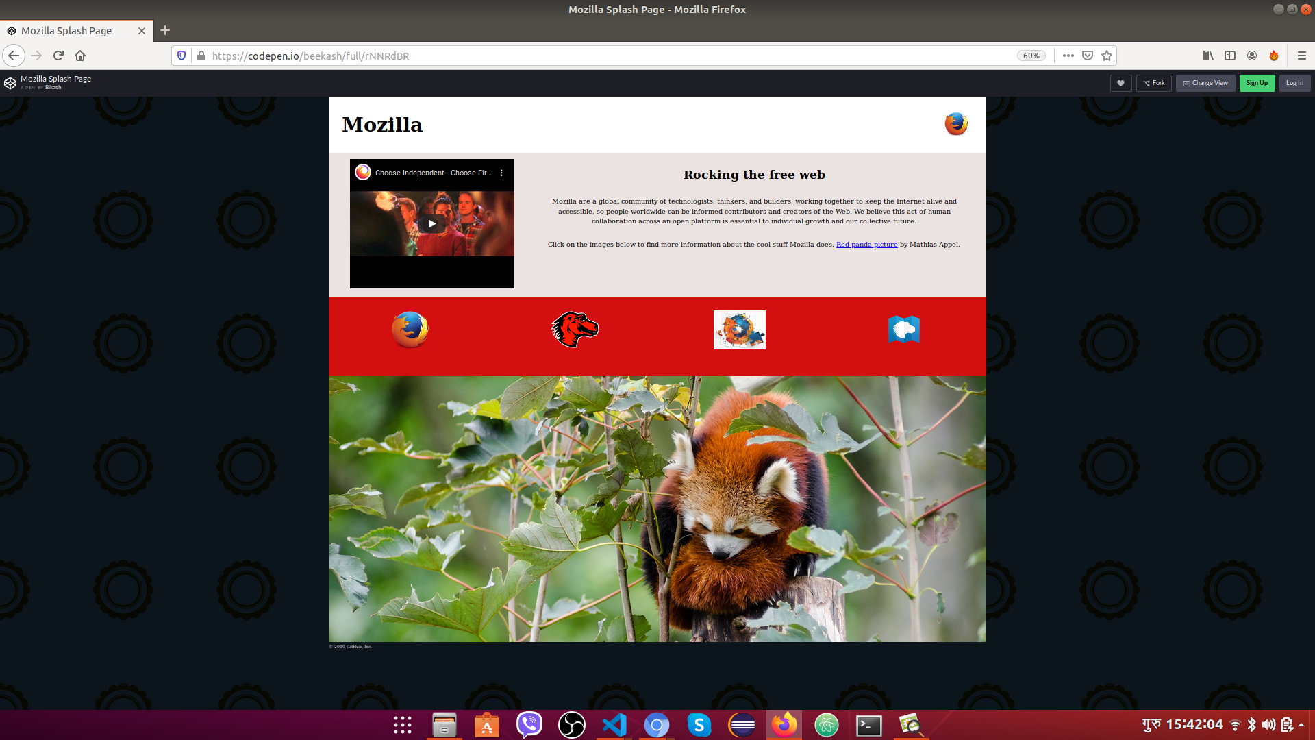 Mozilla Splash Page Screenshot